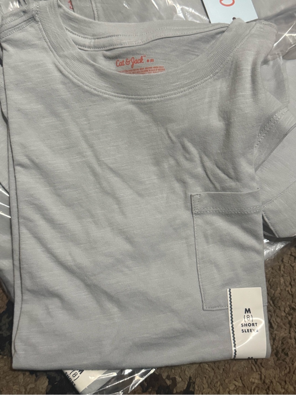Cat & Jack Light Gray Short Sleeve Pocket Tee